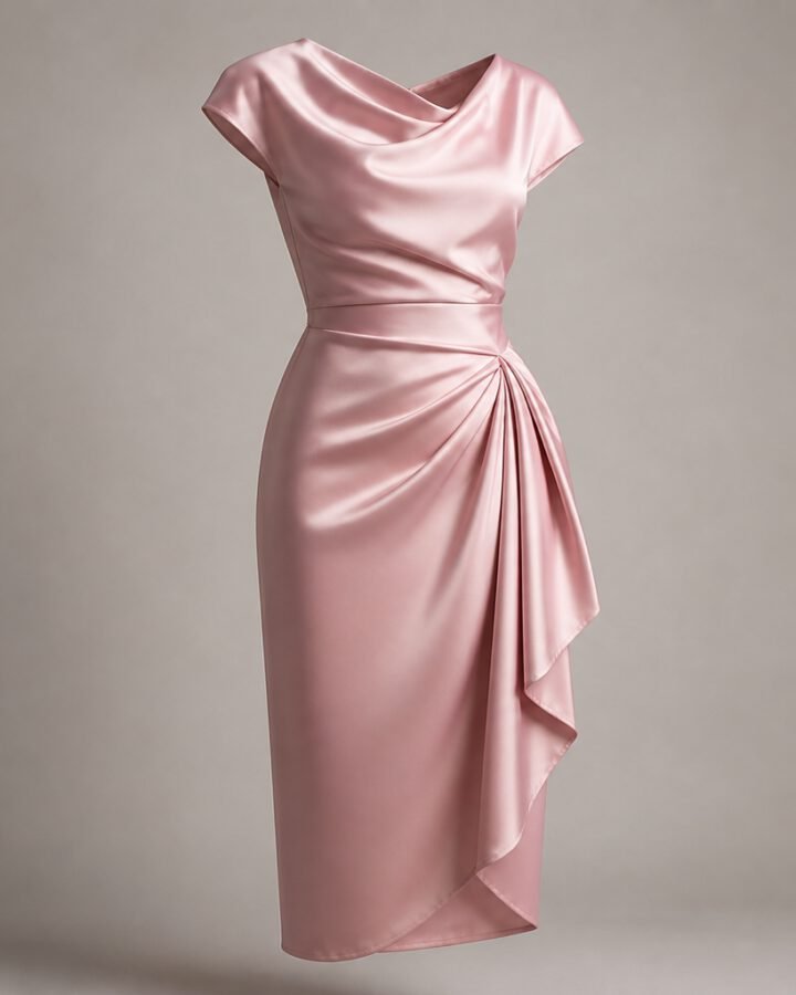 Blush Satin Midi Dress