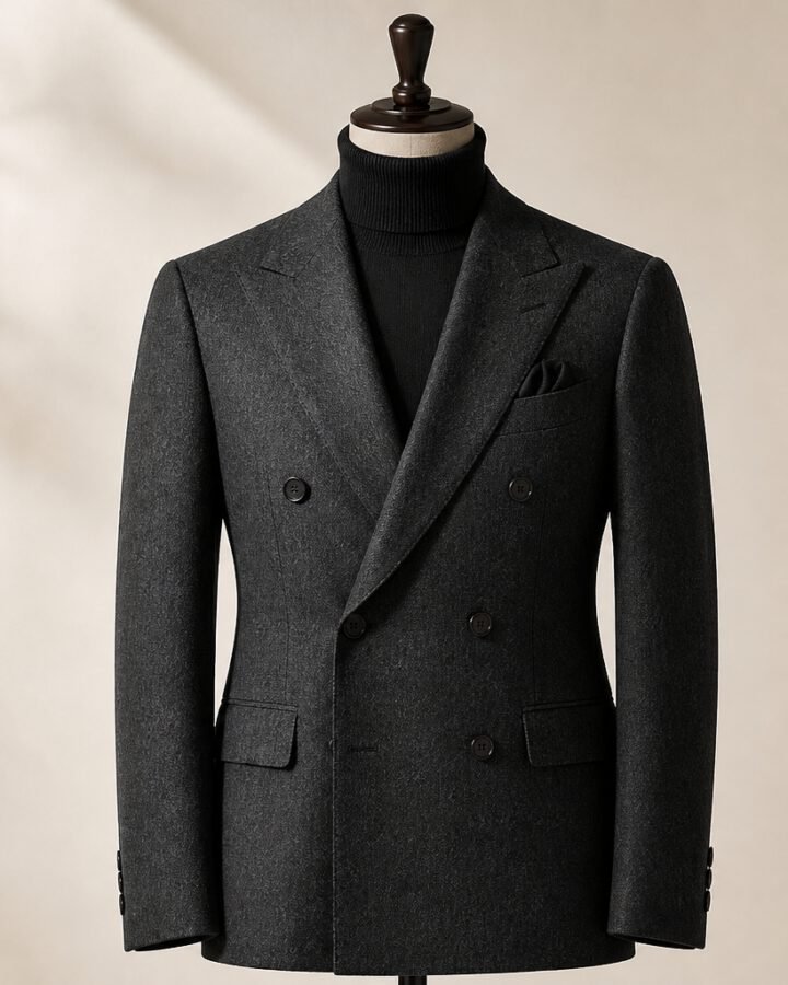 Charcoal Double-Breasted Blazer