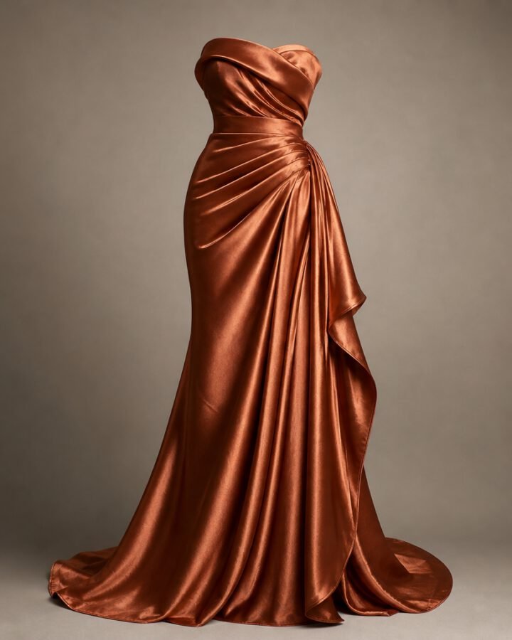 Copper Satin Evening Gown