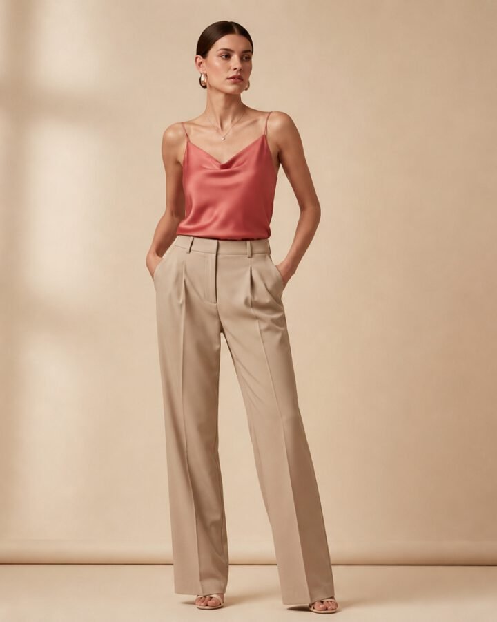 Coral Satin Camisole Top