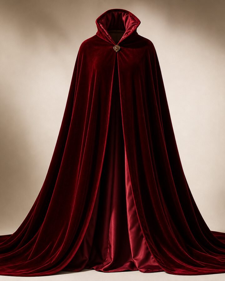 Crimson Velvet Couture Cape