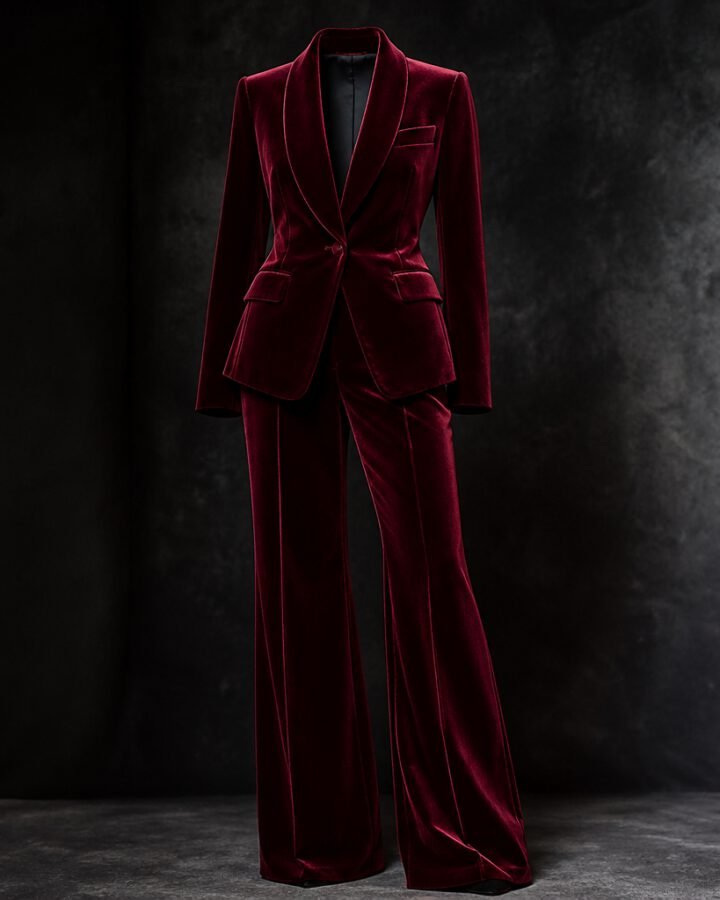Garnet Velvet Couture Pantsuit