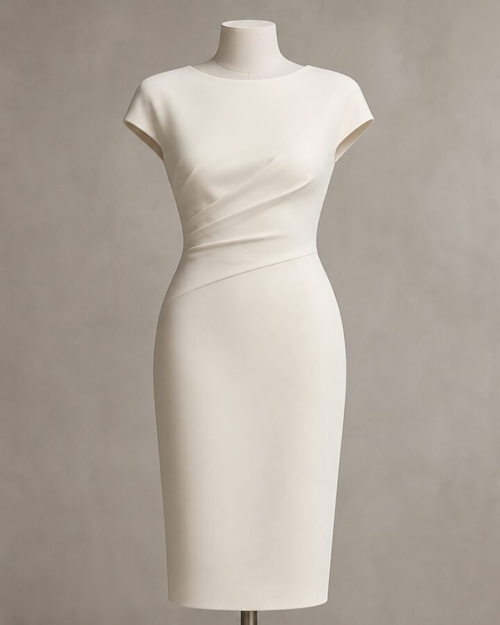 Ivory Crepe Sheath Dress