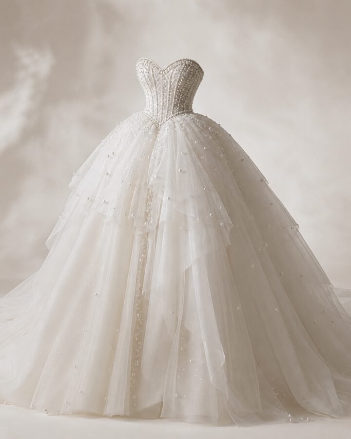 Pearl Tulle Bridal Couture Gown