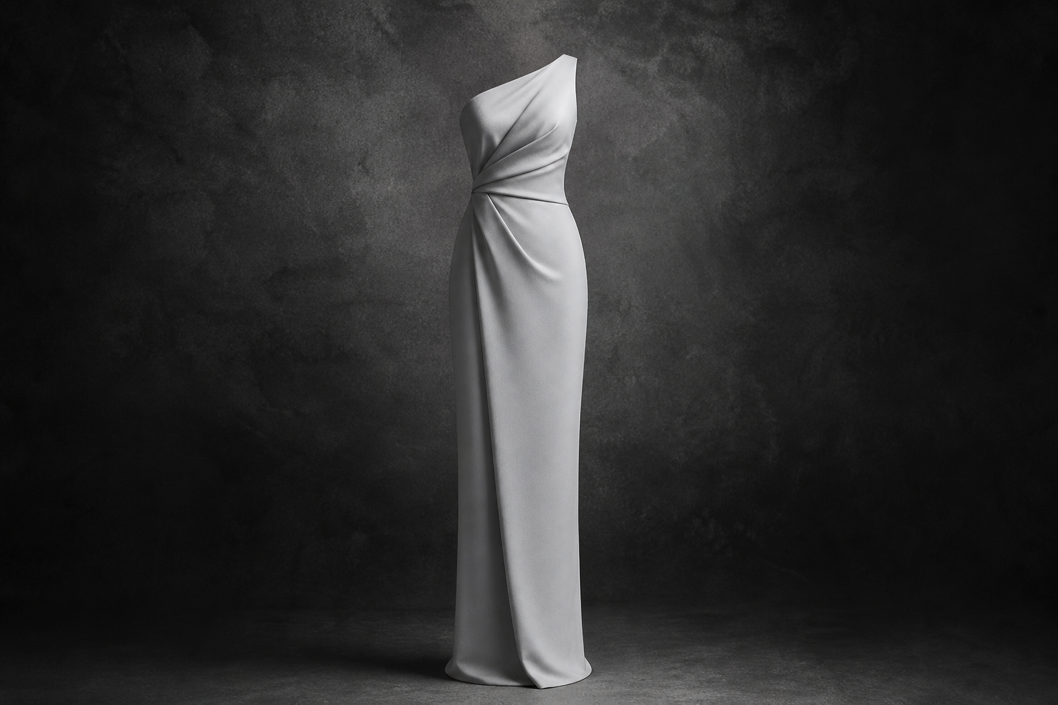 Platinum Crepe Couture Column Gown