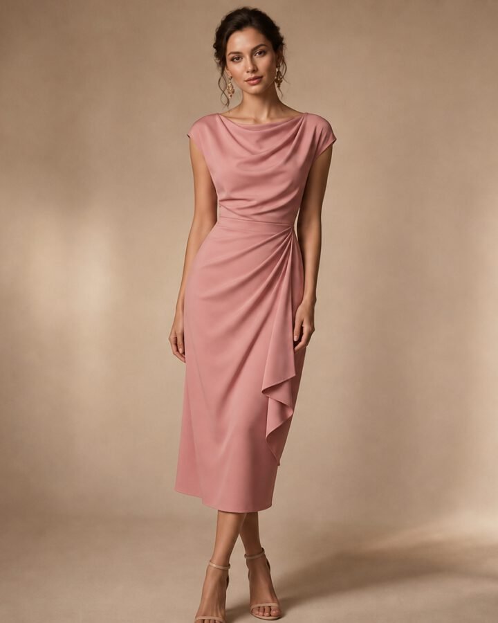 Коктейлна рокля Rose Crepe