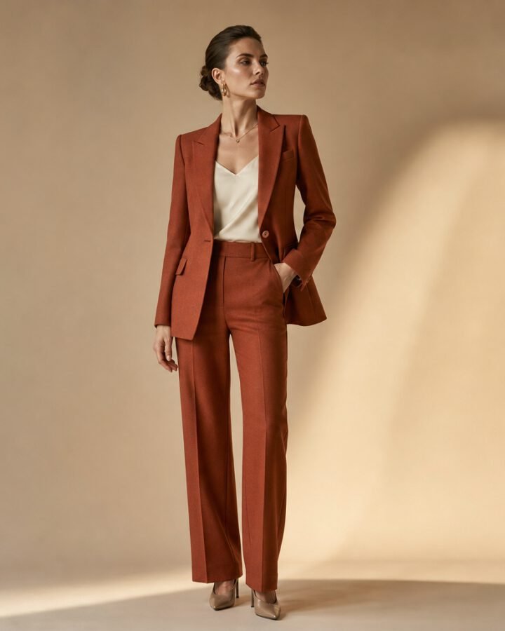Rust Wool Tailored Blazer