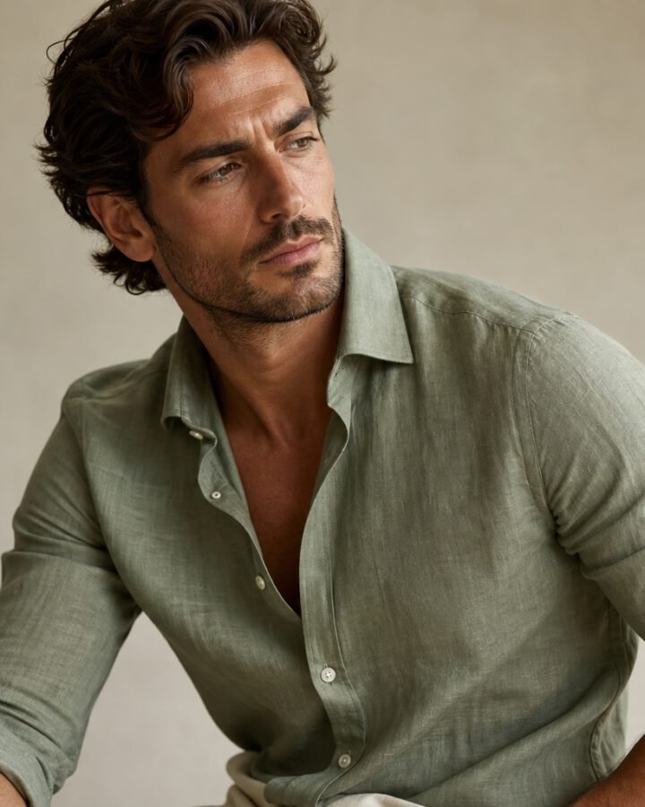 Sage Linen Dress Shirt