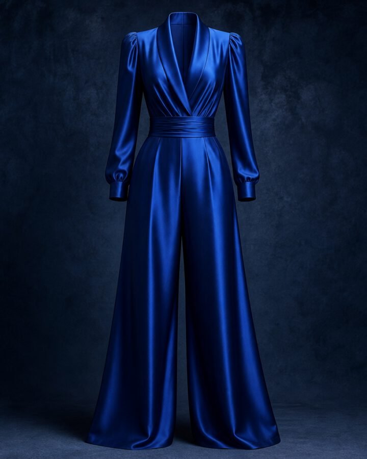 Sapphire Silk Couture Jumpsuit